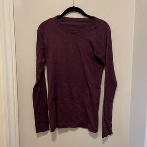Lululemon Maroon/Dark Purple Workout Long Sleeve Top